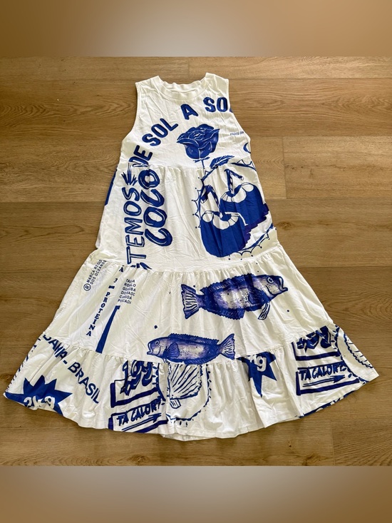 FARM Rio Dresses & Skirts - FARM Rio Rainha Das Águas T-Shirt Dress Tiered Midi Cotton Size M